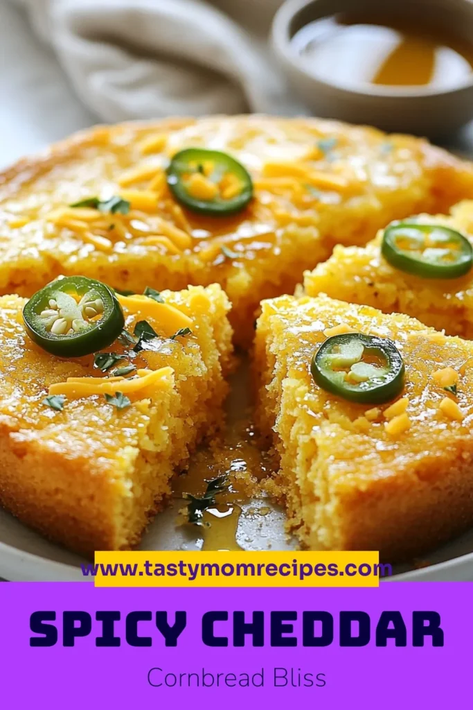 Looking for a spicy cornbread recipe that delights the taste buds? Try this jalapeño cheddar cornbread! This easy cornbread recipe features homemade cornbread with jalapeños and cheddar cheese, creating a perfect blend of flavors. Whether you're serving it with chili or enjoying it on its own, this cheddar jalapeño cornbread is sure to impress. Save this delicious recipe now! #Cornbread #JalapenoCheddar #EasyRecipes #SpicyFood