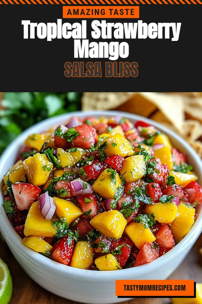 Discover the perfect summer salsa recipe with this refreshing strawberry mango salsa! Bursting with flavors, this easy salsa with cilantro combines fresh strawberries, ripe mango, and a kick of jalapeño for a delicious spicy mango salsa. Ideal for gatherings or a light snack, this fresh fruit salsa recipe pairs wonderfully with tortilla chips. Try it today and elevate your summer traditions! Save this recipe for your next BBQ! #StrawberryMangoSalsa #SummerSalsaRecipe #FruitSalsa #EasySalsaWithCilantro