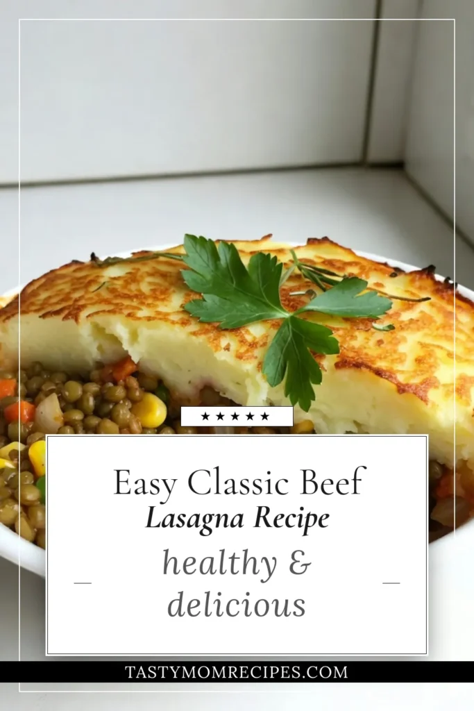 Discover the ultimate comfort with this Vegan Lentil Shepherd’s Pie! This healthy vegan recipe features tender lentils, fresh vegetables, and creamy mashed potatoes, making it a perfect plant-based dinner idea. Whip up this hearty lentil shepherd's pie recipe for your next family meal and enjoy the satisfying flavors of plant-based comfort food. Save this recipe for a delicious meal that everyone will love! #VeganShepherdsPie #PlantBasedRecipes #HealthyVeganRecipes #VegetarianDinnerIdeas